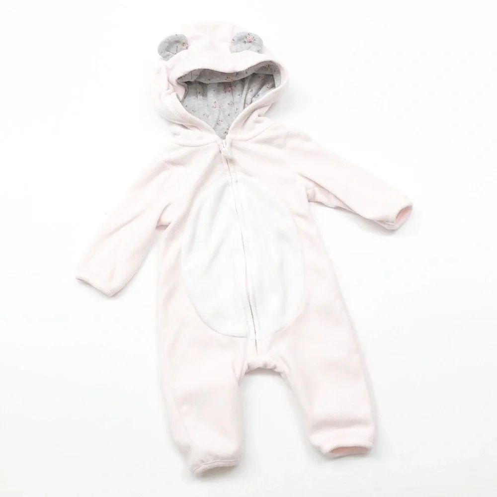 Carter's pink hooded fleece footless pjs